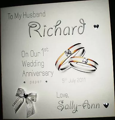 £4.25 • Buy Handmade Personalised Wedding Anniversary Card 1st 2nd 3rd 10th 20th 30th  50th 