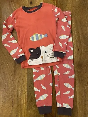 Vaenait Baby Pyjamas Age 4-5 pink Fish & Cat Cotton Snug Fit 110cm Appliqué • $7.52