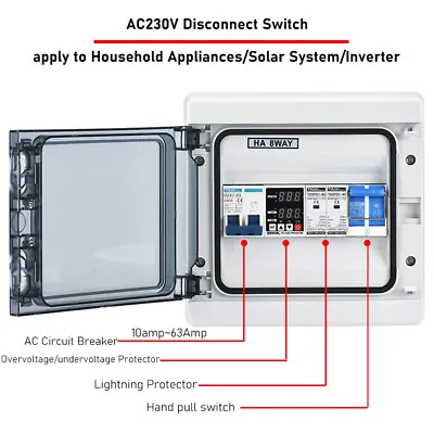 Solar Disconnect Switch AC230V 63A Household Circuit Breaker Lightning Protector • $54