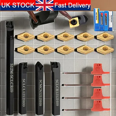 4Set 12mm Shank Lathe Turning Tool Holder Boring Bar+10x Carbide Insert Blades • £18.98