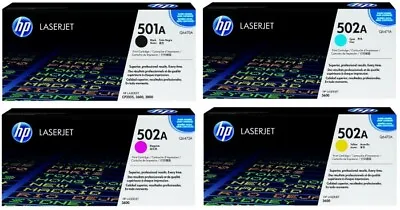 Genuine HP  502A Toner Cartridge Set - Q6470A Q6471A Q6472A Q6473A - Sealed • $150