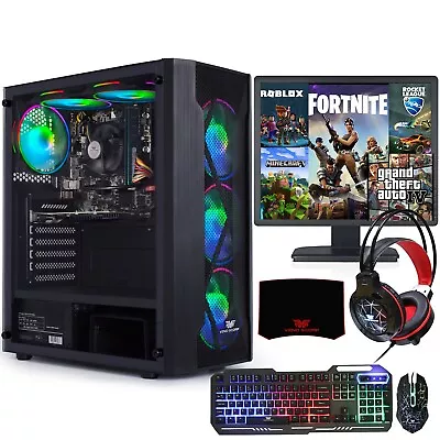 Gaming PC Computer Bundle Intel Quad Core I5 16GB 1TB Windows 10 2GB GT710 Cheap • £289.99