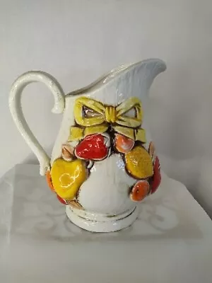 Napcoware Pitcher  Creamy White Colorful Fruit C-8256 - Japan Vintage • $12