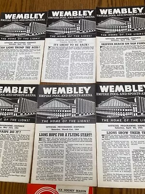 7 Wembley Lions Ice Hockey Programmes 1964-68 • £4
