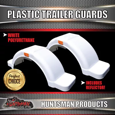 X2 White Plastic Trailer Mudguard & Steps Suit 13  Or 14  Wheels. Boat Jetski • $77