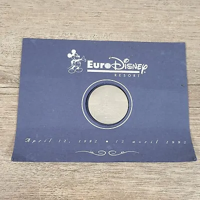 Vintage Euro Disney Paris Inaugural Coin Medal Collectible April 12 1992 Sleeve • $14