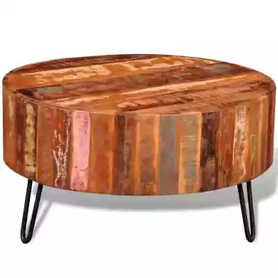 Coffee Table Round End Table With Iron Pin Legs Solid Wood Reclaimed VidaXL Vida • $256.99