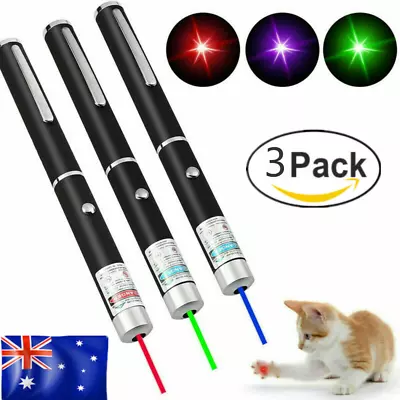 3 Packs Laser Pointer Pen Red Green Blue Light Visible Beam Lazer For Pet Office • $19.88