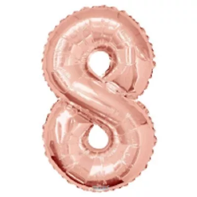 Large Rose Gold Metallic Number 8 Foil Helium Balloon 34 /87cm (Not Inflated) • $6.21