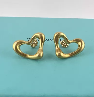 Vintage Tiffany & Co. XL Elsa Peretti Open Heart Earrings In 18k Yellow Gold • $1995