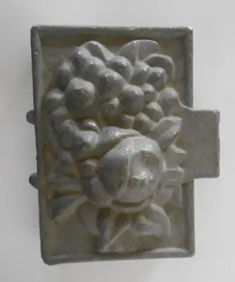 Antique Pewter Hinged Ice Cream Mold Candy Bar Mold Rose Flower Bouquet • $39