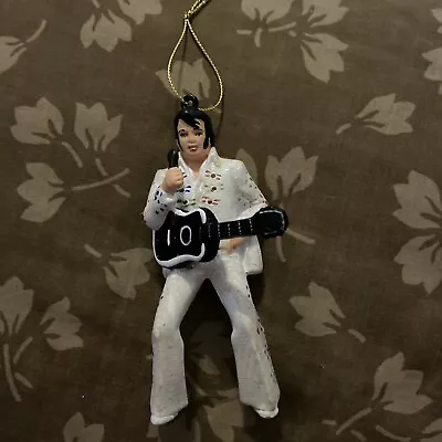 Elvis Presley White Cape Suit With Guitar And Microphone Christmas Ornament • $12