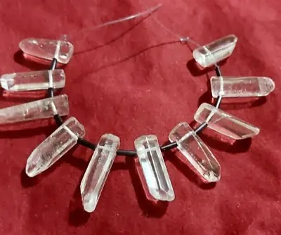 10 Clear Quartz Graduated Top Drilled Repolished  Point Beads 6x18-6x26mm • $8