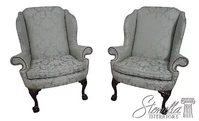 L57148EC: Pair KINDEL Winterthur Ball & Claw Wing Back Chairs • $6095