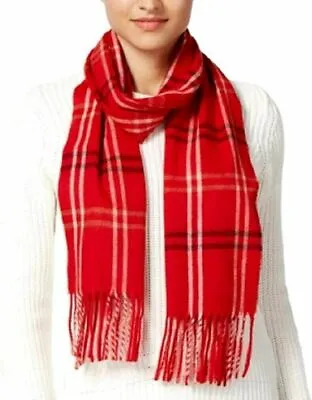 $16.19 • Buy Steve Madden Womens One Size Mid Weight Cozy Plaid Muffler Scarf Red $42