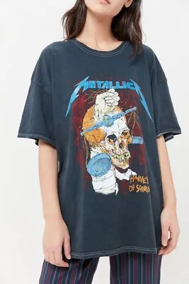 Urban Outfitters Women's X Metallica 1988 Tour Glitter Oversized Fit Tee T-Shirt • $42.14