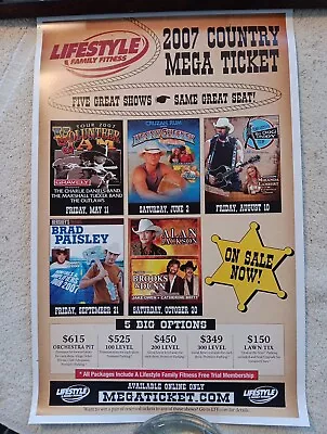 2007 Country Mega Ticket Poster-5 Shows Same Seat -Poster11 ×17  Lifestyle • $19.95