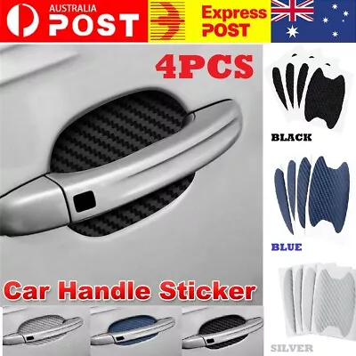 4x Carbon Fiber Car Door Handle Protector Film Anti Scratch Stickers Accessories • $7.49