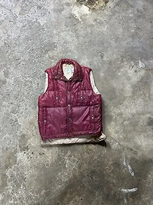 VTG 70s RETRO Alpine Ski Puffer Vest Size M Burgundy Snap On • $9.99