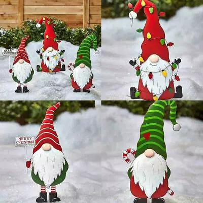 $7.99 • Buy Christmas Metal Stakes Cute Gnome Outdoor Garden Yard Lawn Holiday Decoration US