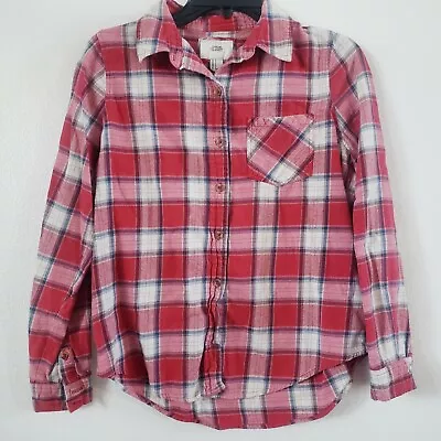 I Love H 81 Button Down Shirt Red Womens Size Small Long Sleeve Collared Flannel • $12.99