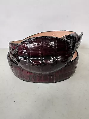 Wild West Caiman Crocodile Belt Black Cherry  Removable Buckle Size 34 Genuine • $50