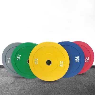 $88.95 • Buy Pair Of 5kg -25kg Olympic Bumper Plates Rubber Weights Gym Lifting Weight Plate