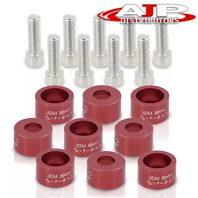 M8 X 1.25 9PCS EF EG EK DC Exhaust Header Manifold Dress Up Bolts Washer Kit Red • $15.99