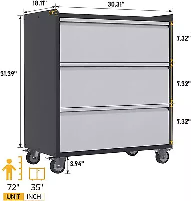 Metal Garage Storage Cabinets Repair Tools Storage Cabinets With Lockable Wheels • $209.99