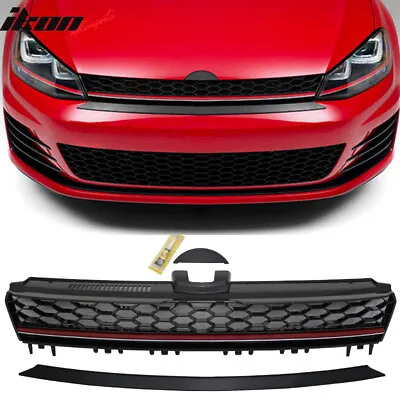 $84.98 • Buy Fits 15-16 VW Golf 7 MK7 GTI Style Front High Bar Black Red Trim Grille Grill