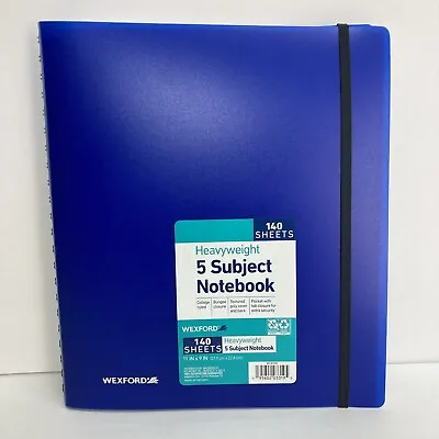 Poly 5 Subject Notebook Heavyweight 140 Sheets College 11x9 Blue Wexford • $11.99