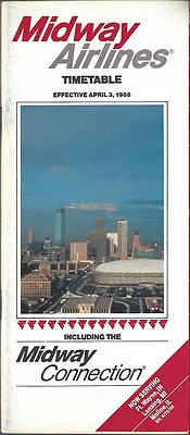 Midway Airlines System Timetable 4/3/88 [6105] Buy 4+ Save 25% • $4.99