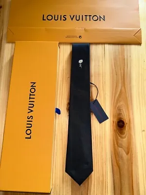 Louis Vuitton Men's Lv Flower Tie 100% Silk Black Widest 2.75  Nwt • $129.99