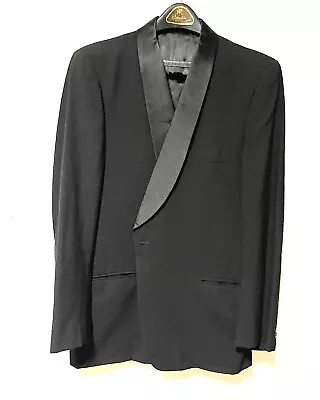 Mens Vintage Black Shawl Collar Tuxedo Jacket 44L • $47.60