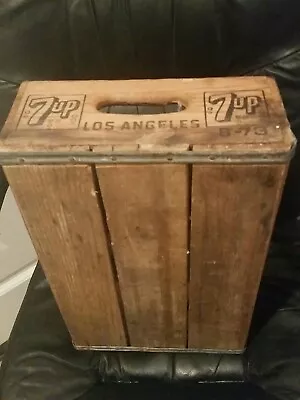 Vintage 7UP Seven-Up Los Angeles Wooden Wood Soda Case Crate • $59