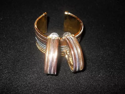 St. John Two Tone (Gold/Silver) Cuff Bracelet And Earring Set • $225