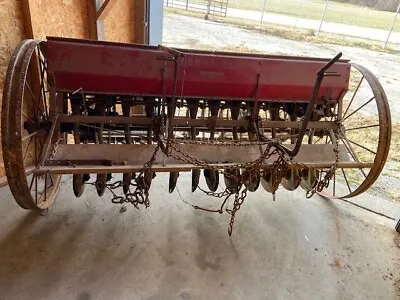 McCormick Farmall IH Steel Tall High Wheel Grain Drill W/ Seeder Box • $999.85