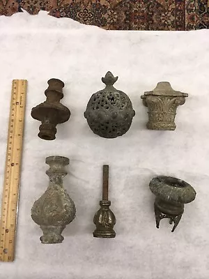 Vtg Table Or Oil Lamp Cast Iron Base Ornate Brass Parts • $40