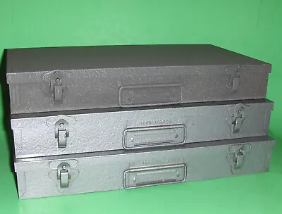 3 Vintage Brumberger Metal Storage Boxes Cases 35mm Slides Film Strip Canisters • $54.95