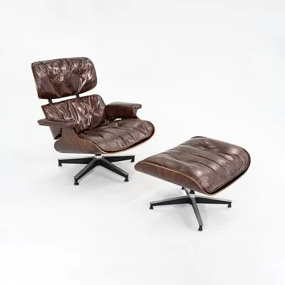 1956 Herman Miller Eames Lounge Chair And Ottoman In Brown Leather And Rosewood • £12163.97