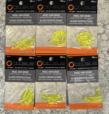 6 Packs Celsius Angel Hair Grubs Chartreuse Ice Fishing Crappie Bream Trout • $12.99