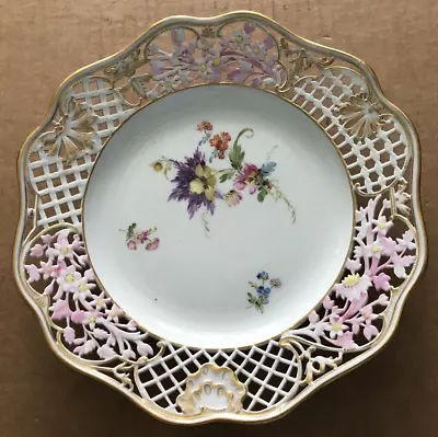 Gorgeous MEISSEN Porcelain Reticulated Plate Floral Flowers COLORFUL • $99.99