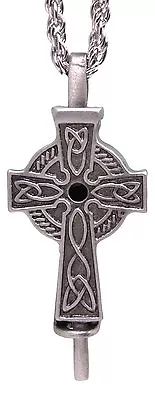 Celtic Cross Pewter Oil Diffuser Pendant On 24  Rhodium-Plated Chain • $16.97