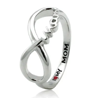 Sterling Silver 925  I Love My Mom  With Red Heart Infinity Fashion Ring  • $19