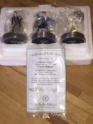 V. RARE: Elvis Figurines X3 'Jailhouse Rock' **BRAND NEW** BOXED WITH COA • $143.23