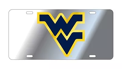 WVU WEST VIRGINIA UNIVERSITY Mountaineers Silver Mirrored License Plate/ Car Tag • $24.45