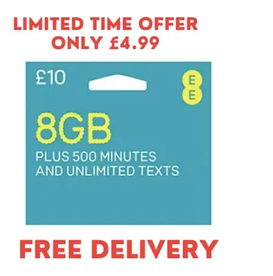 EE / Ee Trio Pay As You Go PAYG SIM Card Loaded With £10 / Ten Pounds Credit ! • £4.90