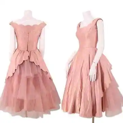 1950s Prom Dress Vintage Lillie Rubin Pink Tulle Frothy Cupcake Party Gown  25   • $275