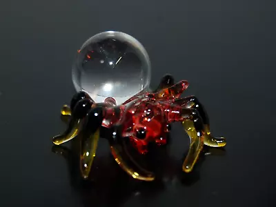 Glass Spider Miniature Scary Hand Blown Collectible Small Red-Black Yellow Clear • $7.99