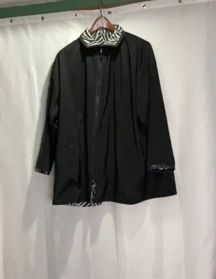 Mycra Pac One Reversible Black Zebra Print Zippered  Rain Jacket 6-8 Oversized • $29.74